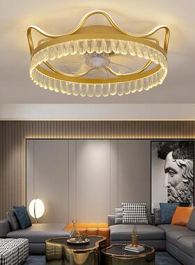 新款头水晶卧室扇灯精GM6618-9美风设餐厅客厅智摇计能风扇灯厂家