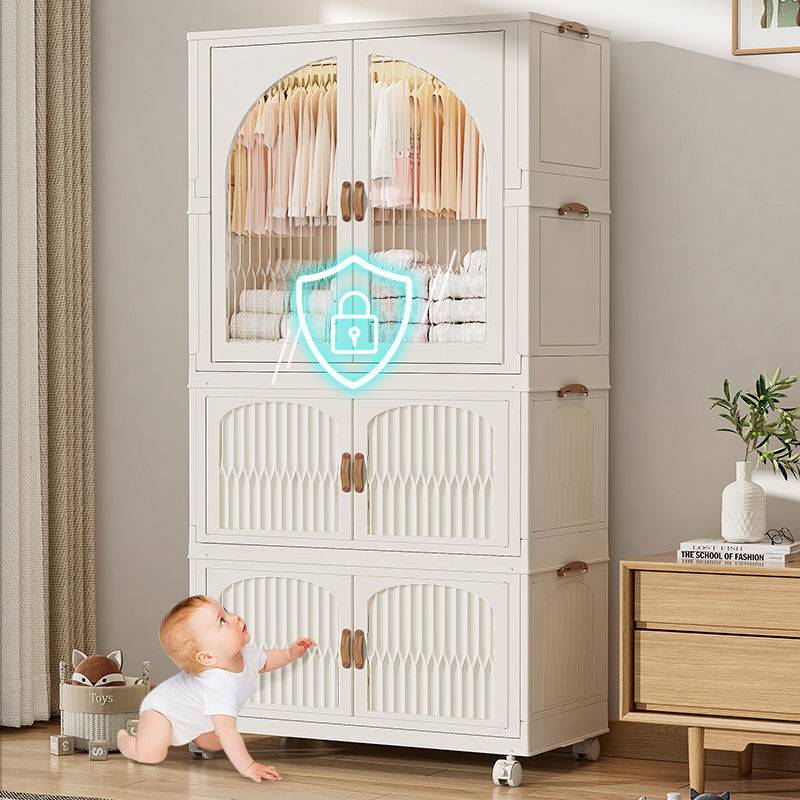 婴儿衣服收纳柜免安装宝宝衣柜儿童衣柜多层家用折叠卧室储物奥跃