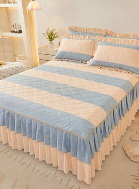 秋冬加厚单件夹罩防棉床裙床防尘席梦思护套FS757502滑防尘1.8m床