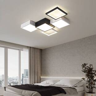 极简主卧室灯设计感黑白组合无主灯房间现代简约小户型客厅吸顶灯