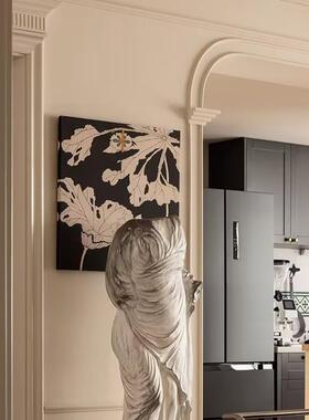 法式奶油风餐边柜装画厅饰画复古美式挂中古风餐高端黑色系ST169