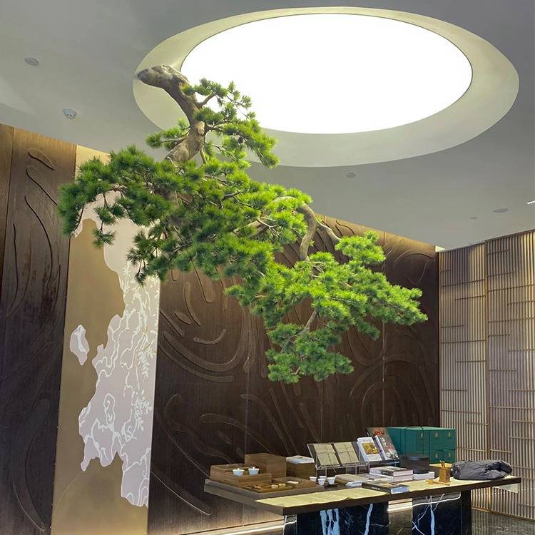 仿真倒挂松树客厅玄关装饰橱窗造景禅意新中式景观人造悬挂假松枝