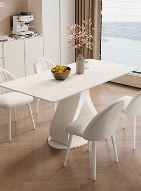 油风板餐桌小户奶型家用现代轻奢圆形餐桌岩一UXS椅组合整套餐桌