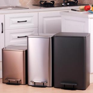 PK7J大F755JJM8垃用圾号带盖美桶式 轻奢家特大容量不锈钢厨房脚踩