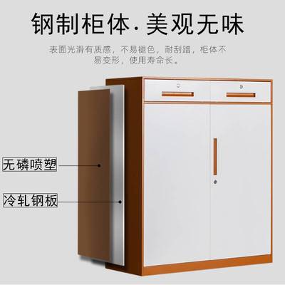 盛花SH加厚钢制窄边文件凭证柜套色铁皮柜档案资料柜带抽屉矮柜