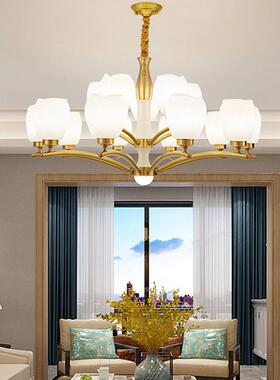 别墅全屋套餐灯具新式中38601铜吊灯现代简约餐全厅客厅吊灯卧书