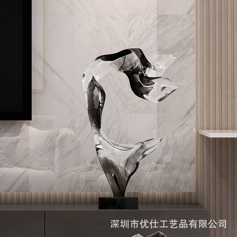 售楼处楼梯间酒店大堂抽象透明树脂雕塑玄关客厅电视柜摆件饰品