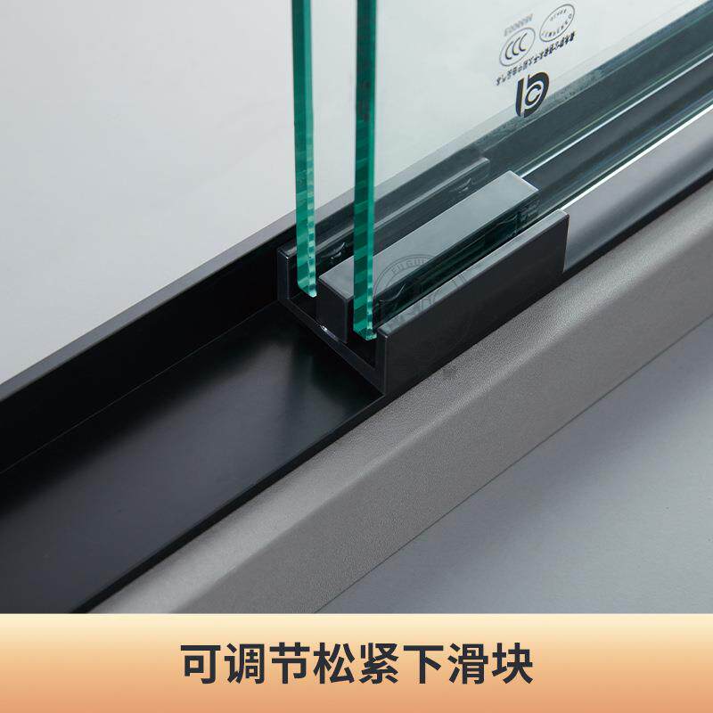 一字三161型联动推拉门浴室屏风浴玻璃隔断卫生间干湿分离淋洗房