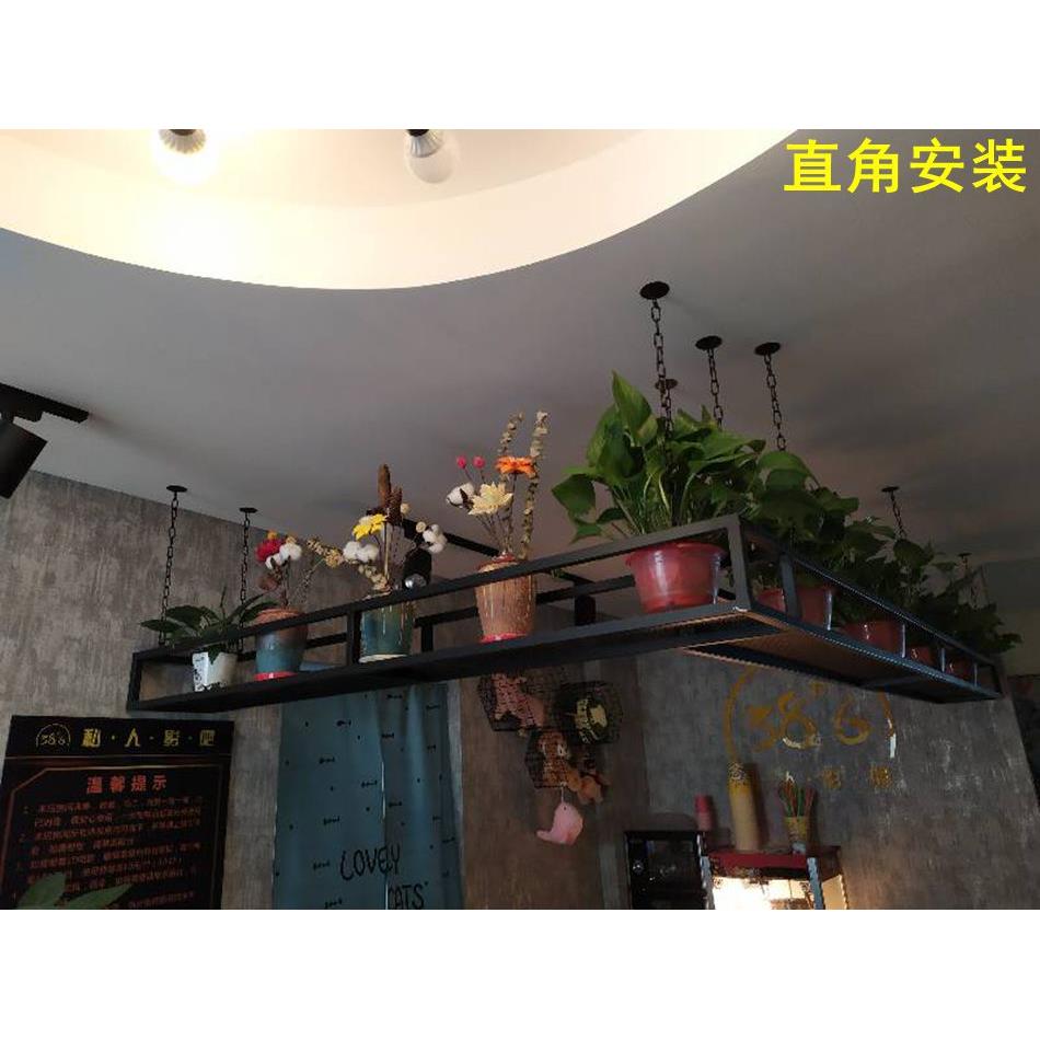 工业风墙上层置物吊64架壁一字板植物架架挂花铁艺餐厅挂绿植空中