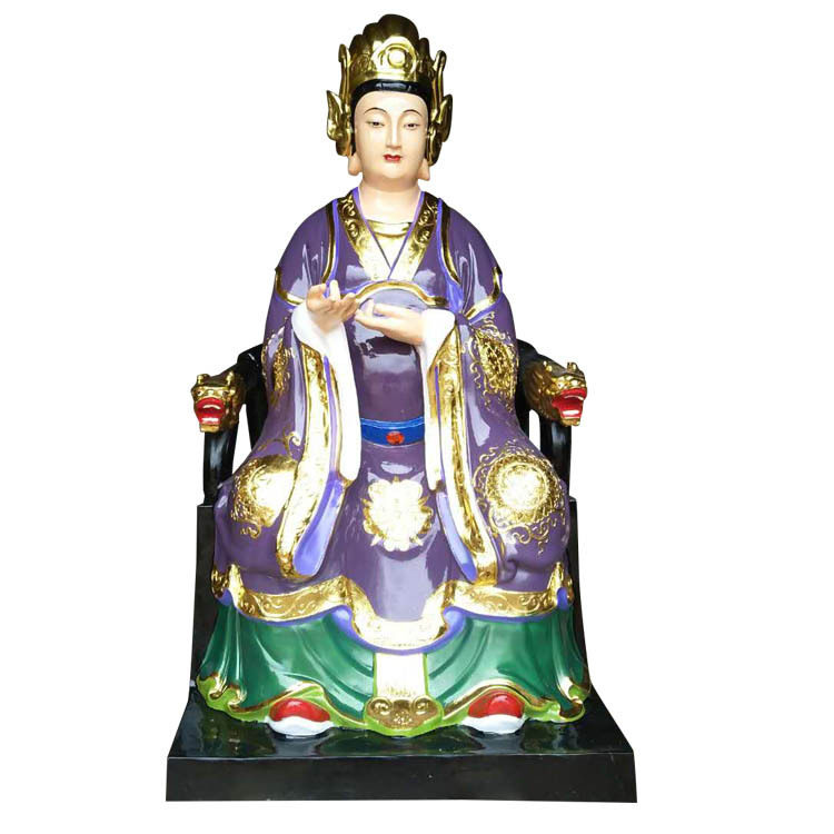 泰山娘娘碧霞元君木雕像贴金