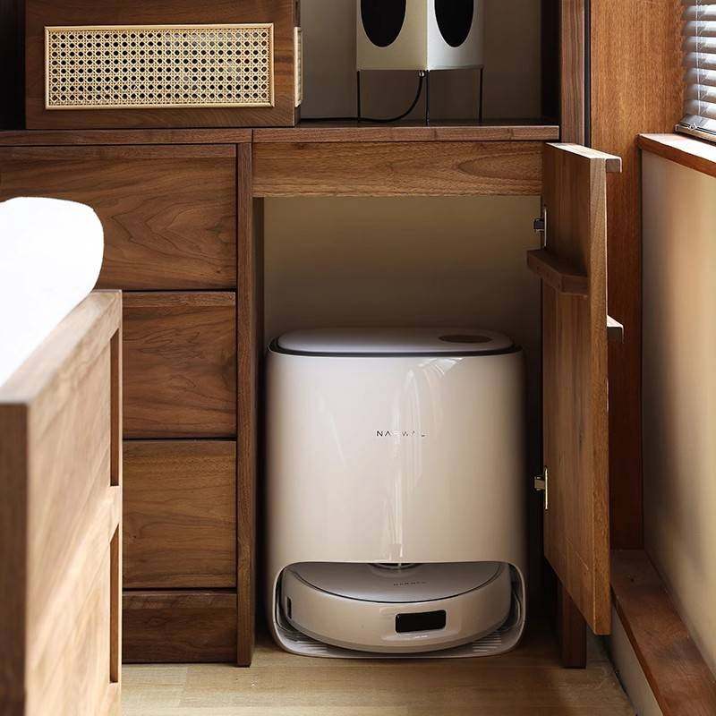 北美黑胡桃木扫地机器人边柜云鲸石头追觅基站收纳柜樱桃木置物架