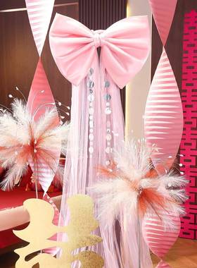 醒狮婚房布置套装装照结婚男女方卧030201室幔蝴蝶结饰婚礼晨袍拍