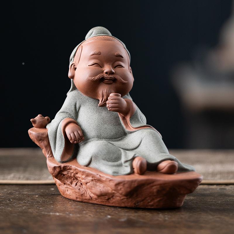 紫砂茶宠茶圣意陆羽茶桌饰人物摆AKY件可养创茶道茶玩手家工居装