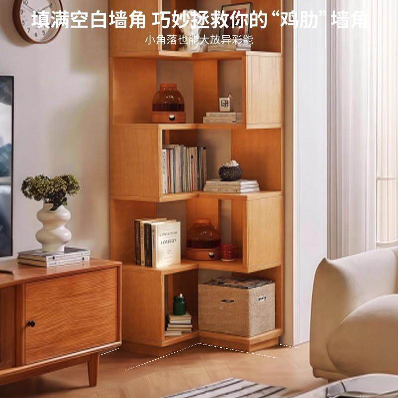实木转体角书架落地CA52卧置物架室床柜墙角储物一角柜头简易拐角