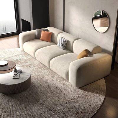 雪尼尔棉麻沙发现代简约尚直排客52663厅小发户型布艺沙时绵海实