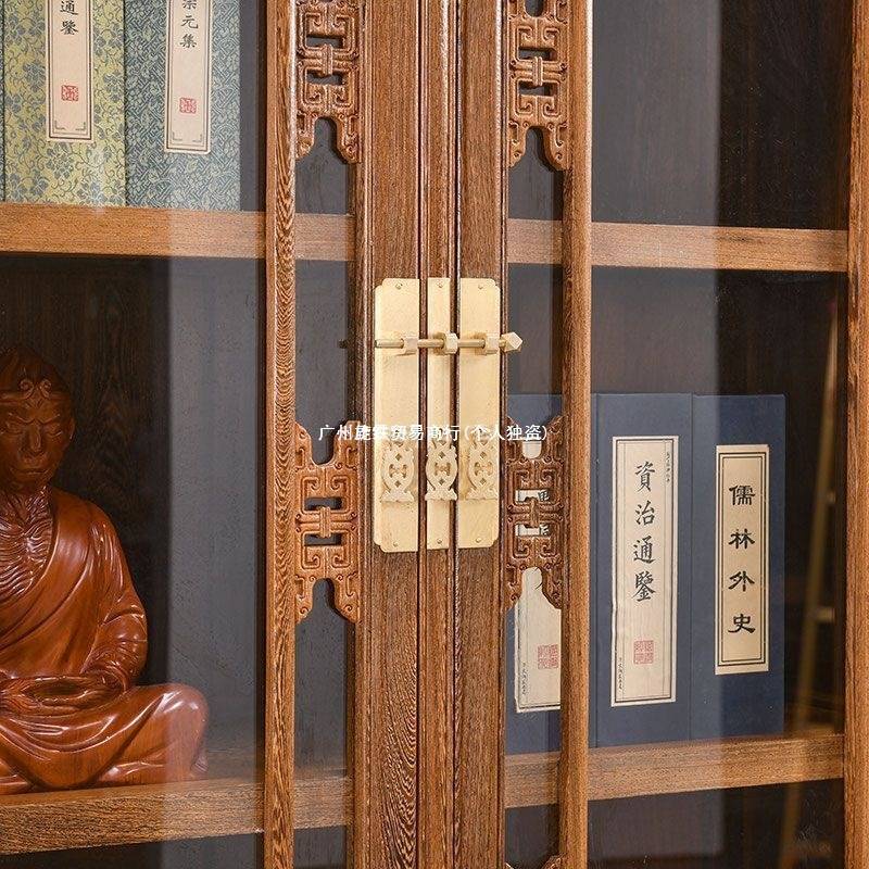 实木展示柜子鸡翅木书柜书橱架实木书架陈列柜中式仿古展示柜酒柜