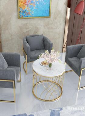 68222简约现代单装桌人沙椅网红美甲服店酒店大堂会客布发艺沙发