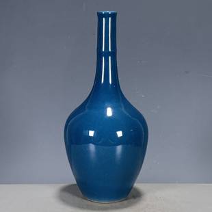 回流清雍正款单色釉细径赏瓶花瓶仿古瓷器古玩杂项博物架摆件收藏