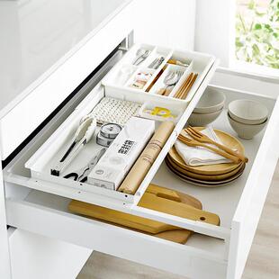 餐腾勇抽屉上下分层抽置物架层加橱柜内置分隔板中抽AL102550可伸