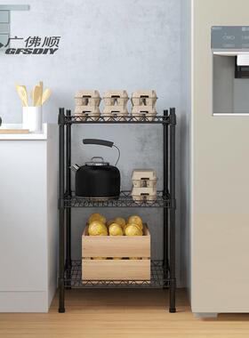 A9L地厨房方置形物架多正层落F76SSST5储物架铁架方形窄架冰箱夹