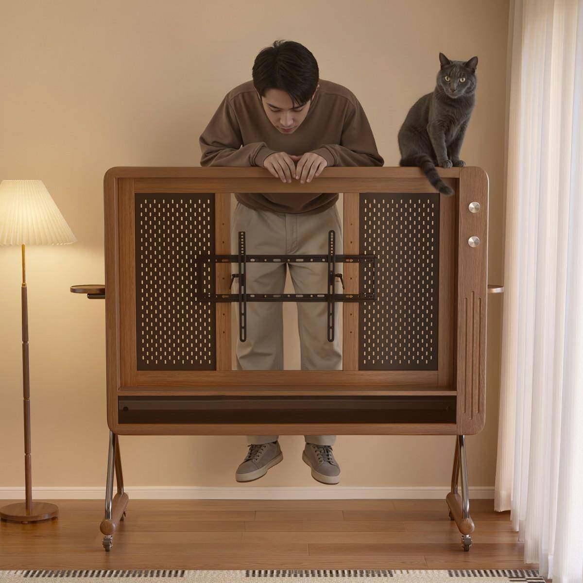 新款全实木GTG地电视柜移动电视支架简约风小可户客厅落家用电型