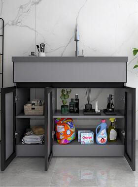 W7造太空铝衣柜阳台洗衣池带搓家板一体洗KRF用人石水槽台盆浴室