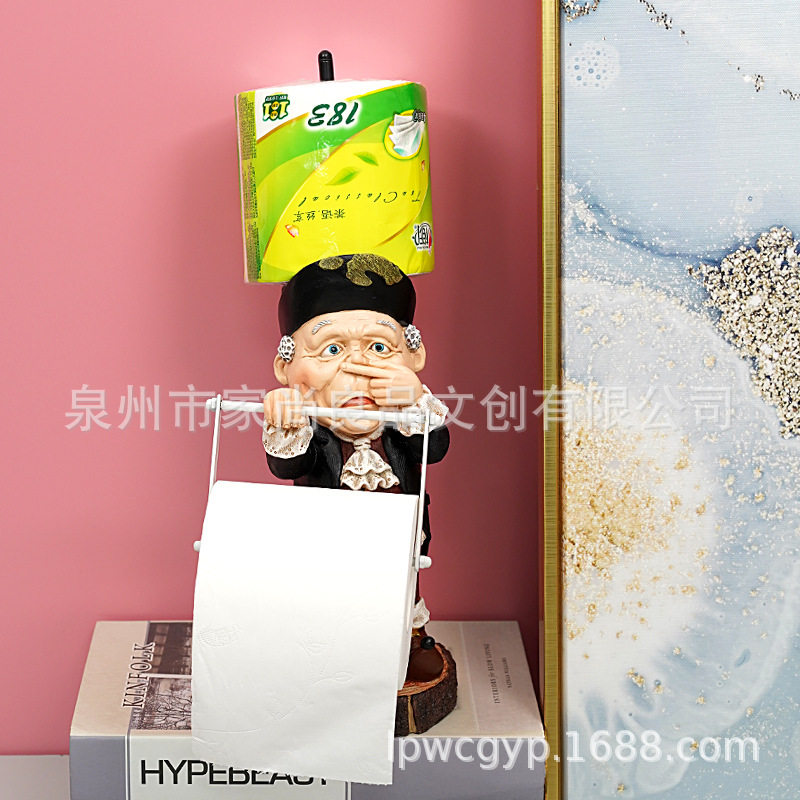 跨境新款创意人物摆件男仆纸巾架欧美式客厅浴室家居个性时尚装饰