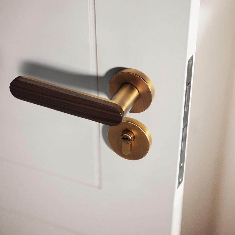 卧室室SUY内门锁原木风式门把手静音吸木家用实木门磁锁具新中门