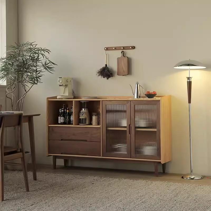 北美胡桃木实木餐边柜红橡拼接0568黑玄关木柜厅收纳储客物柜