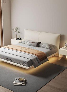 奶油BCF风高端悬1浮床现代简约.米双人意式轻奢实木主卧1米.5大8