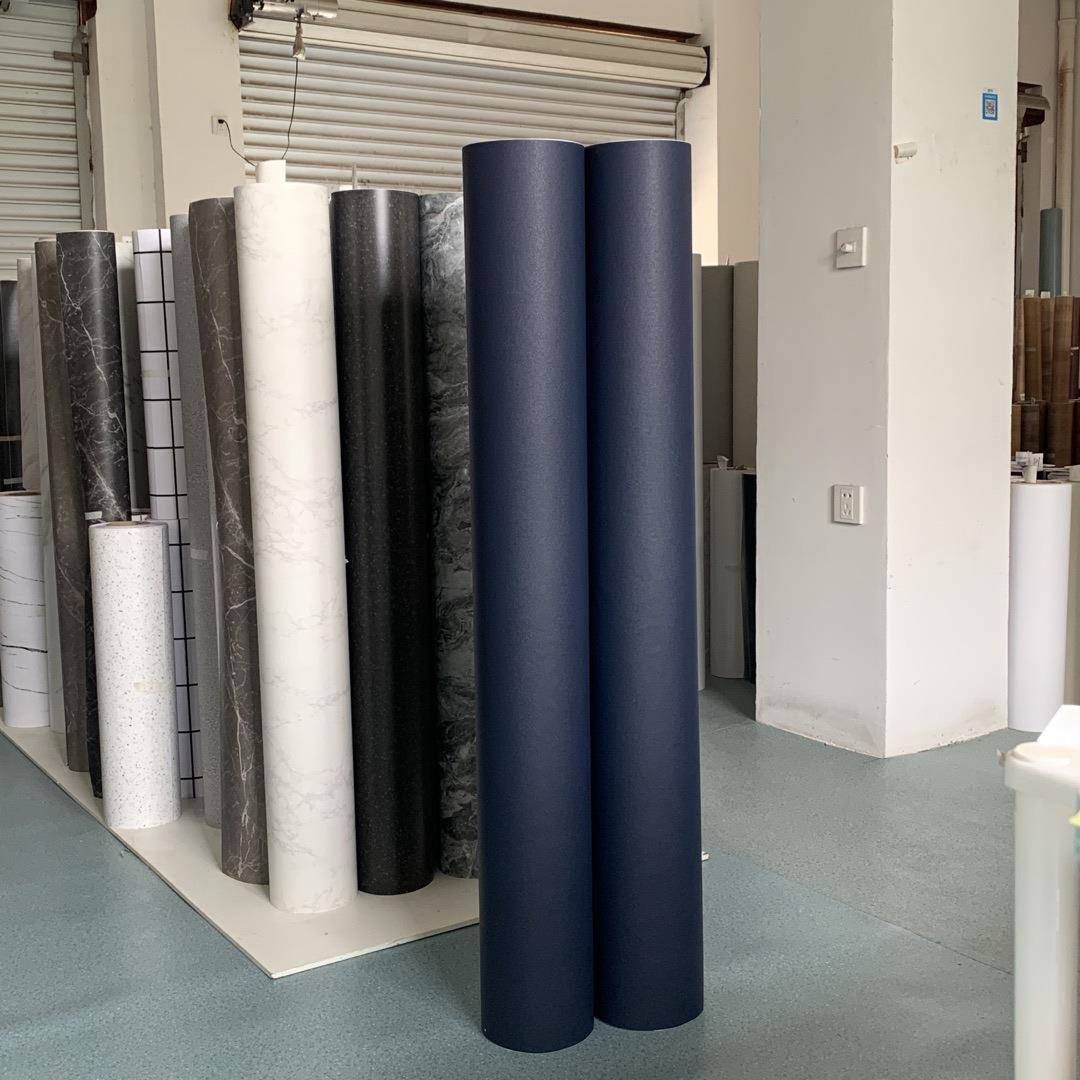 加厚麻面蓝色亚光展展装饰贴膜粘自墙纸壁纸纯厅色贴纸535M波柜音