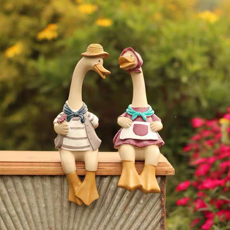 美式造乡村通风树CEL脂卡鸭子摆件庭院花园动物园艺装格饰品景坤