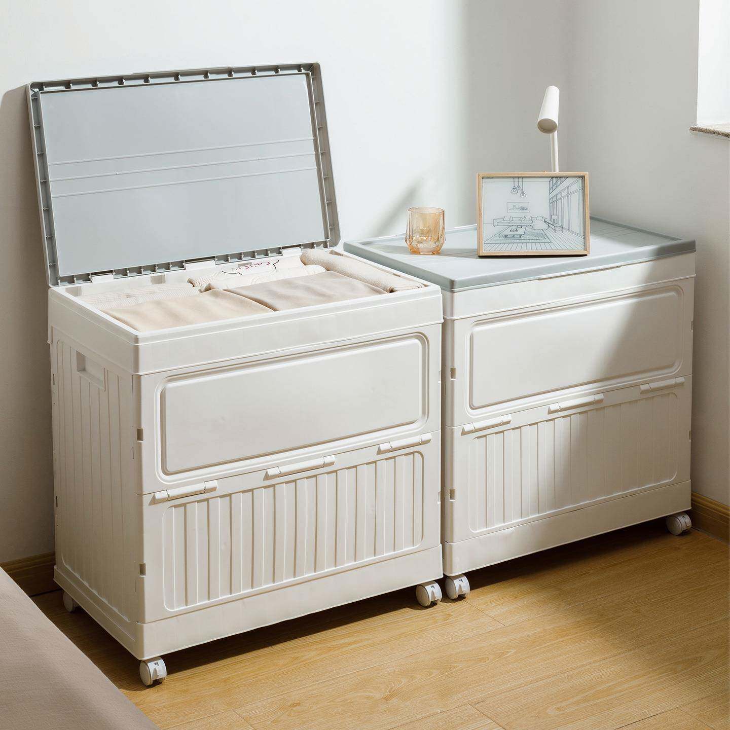 几仓衣服收纳箱超大容量家用翻盖整理箱带轮加厚衣物被子专用储物