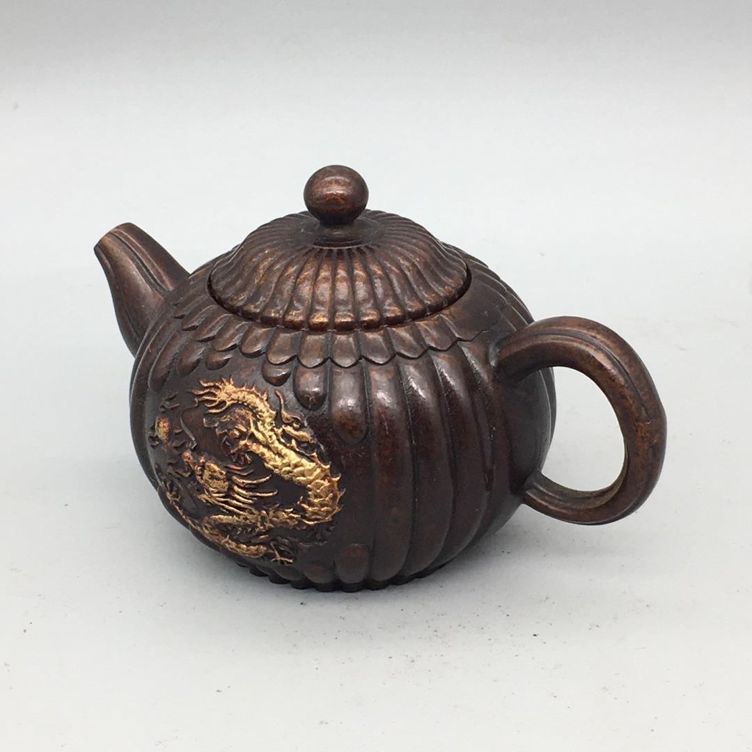 铜壶仿古铜艺器祥云龙龙纹小装茶壶酒壶WNO手把壶家居茶道饰工摆