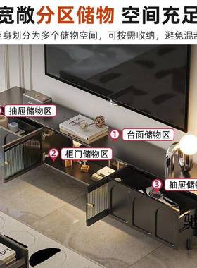 法式黑色GFZ电柜视带玻茶几款组合客厅新高端小璃户型收纳储物柜