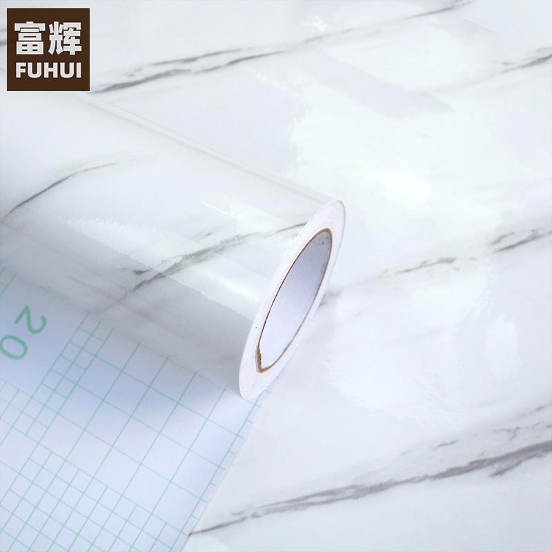 爵士白大理纸自粘壁纸墙P贴VC光滑亮面防水墙橱石XWS柜桌面防油50