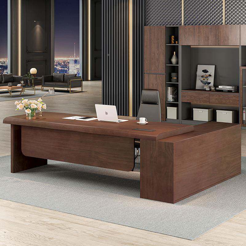 事长办公ENF室原带木板桌办公桌董领大导老总纯实木大班台老板桌