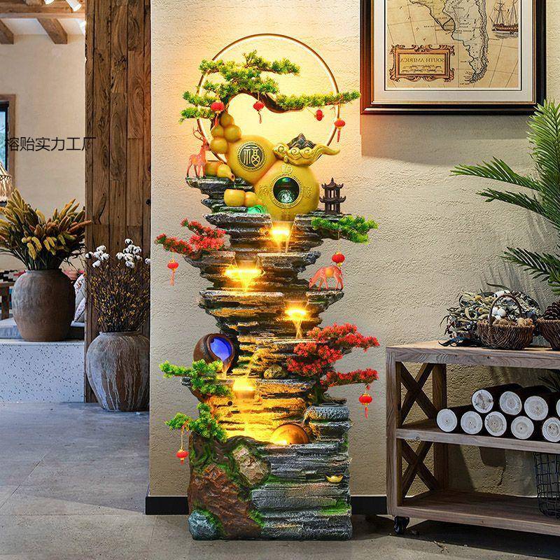 客摆件流办公大型招财循NBQ环水落地摆件送礼假山水厅喷泉鱼池鱼