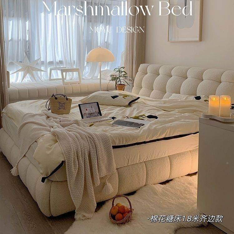 新款花糖艺床女生主卧室奶油风双人1棉.APU8x2米布卧双人泡芙床