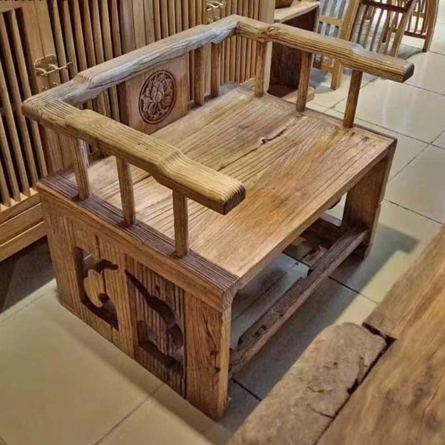 老榆木中式太椅复古花靠背圈椅木书桌椅民宿怀旧原师木打-雕坐实,住宅家具,餐椅,淘宝优惠券,粉丝福利购,淘宝优惠卷