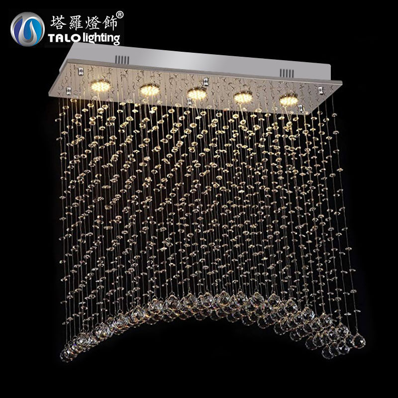 亚马逊现代简约餐厅水晶吊灯长方形客厅隔断吊线灯创意水晶吊灯