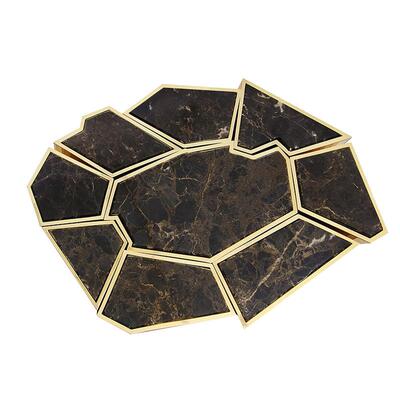 轻奢不锈钢05茶角几LUXX意大利异性花拼接边U几简约不规则瓣几矮