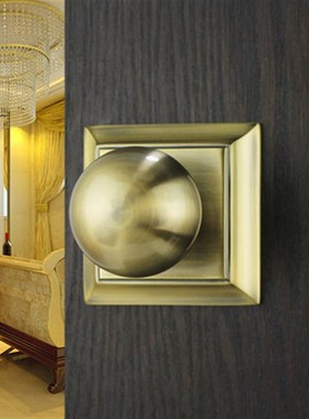 美式铜锁美式黑色球形锁室内卧室房门锁浴室锁卫生间锁LP728-2