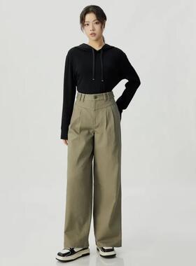 Girdear/哥弟秋季新款爆款显瘦通勤高腰潮流A版牛仔裤阔腿1100495