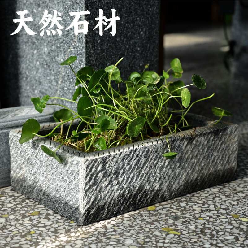 老石槽户外流水造景摆件庭院景观石磨水景旧石头鱼缸水槽阳台花盆