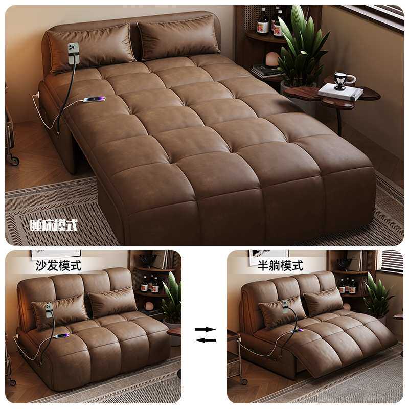 智能电动遥控沙发床卧室客厅可折叠多功能小户型伸缩两用单人沙发