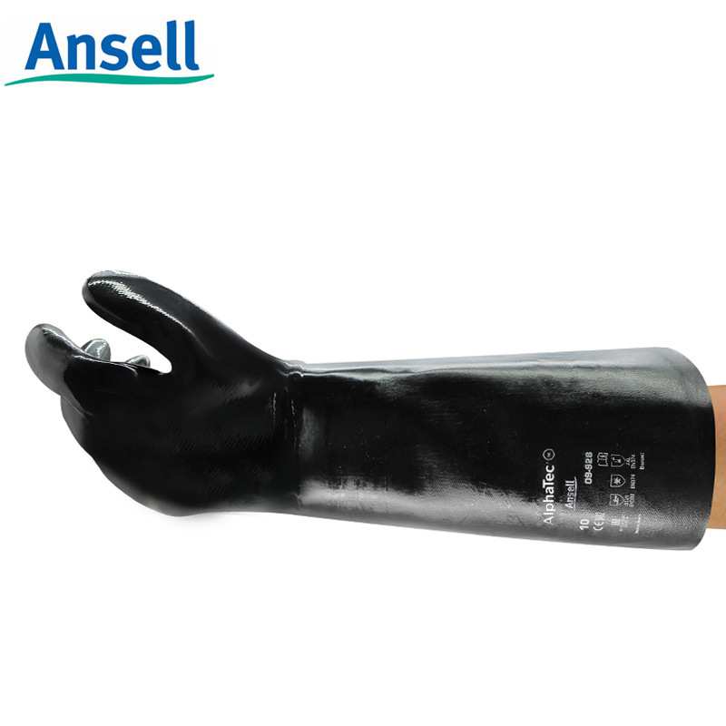 ANSELL09-928防化手套氯丁橡胶耐酸碱耐高温手套防烫耐低温黑色