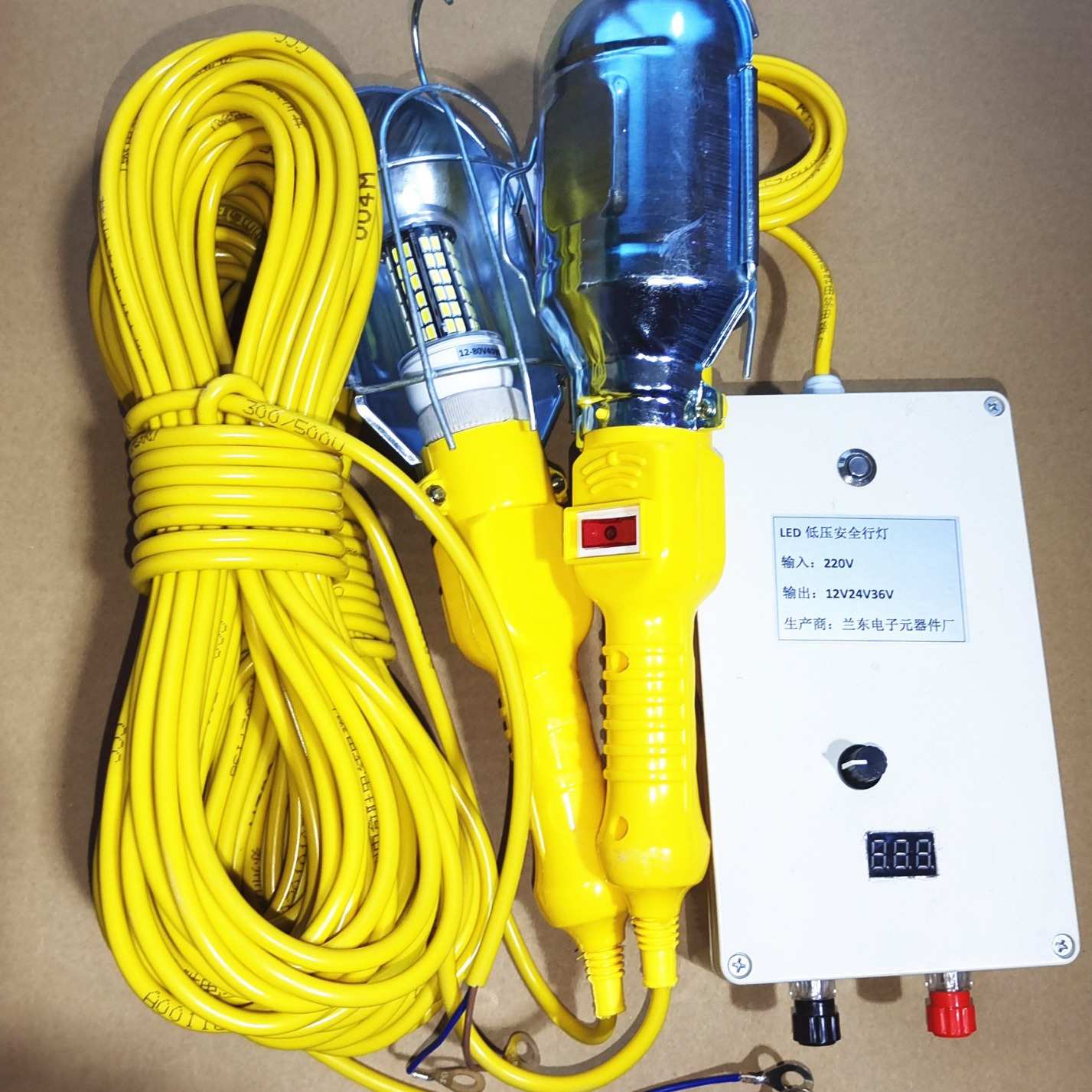 自带变压器行灯12V24V36V一拖一一拖二工作灯 修车检修灯8米