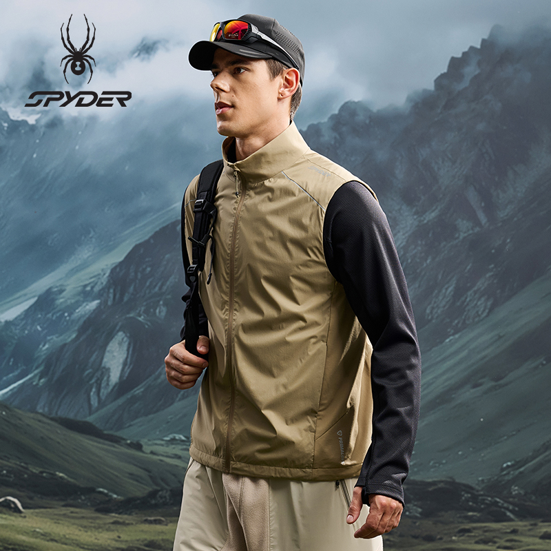 蜘蛛秋冬男子P绒保暖立领薄背心