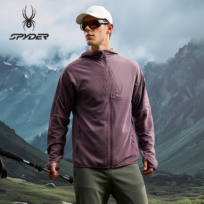 SPYDER蜘蛛秋冬男针织连帽抓绒中厚夹克25CF125M